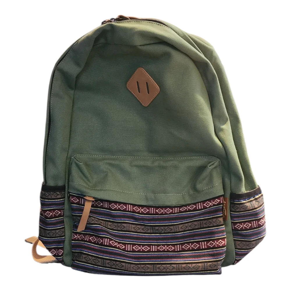 Green Patterned Men's Backpack - Picture 1 of 5